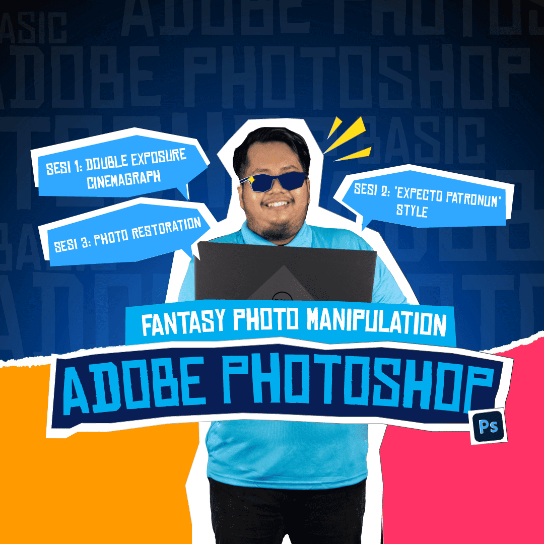 Photoshop Photo Editing Creative Photoshop photo manipulation with vibrant colors and dynamic text overlays.