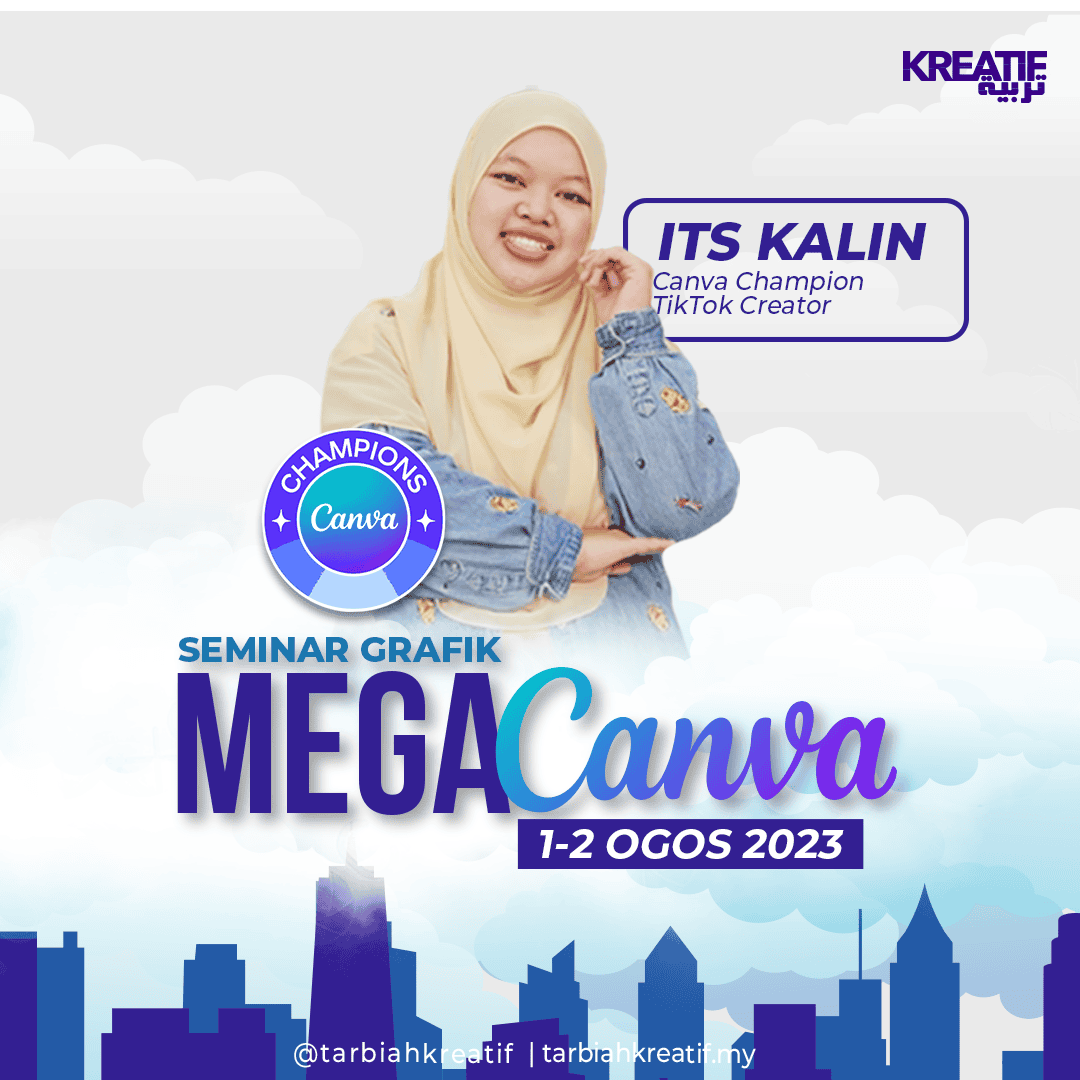 Mega Canva Seminar Image of Kalin, Canva champion and TikTok creator, at Mega Canva seminar, August 2023.