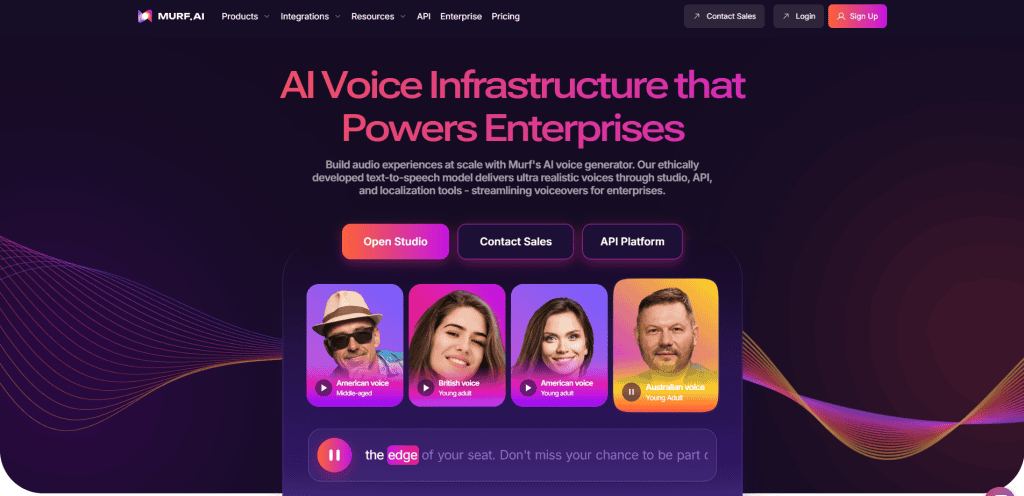 Illustration of AI voice over technology with diverse characters and sound waves.